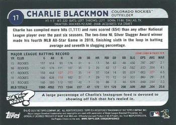 2020 Topps Big League - Orange #77 Charlie Blackmon Back
