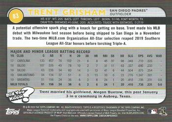 2020 Topps Big League - Orange #83 Trent Grisham Back