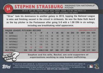 2020 Topps Big League - Orange #94 Stephen Strasburg Back