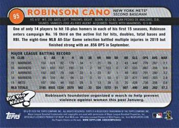 2020 Topps Big League - Orange #95 Robinson Cano Back