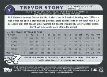2020 Topps Big League - Orange #97 Trevor Story Back