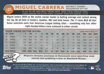 2020 Topps Big League - Orange #105 Miguel Cabrera Back
