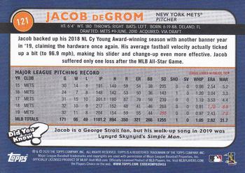 2020 Topps Big League - Orange #121 Jacob deGrom Back