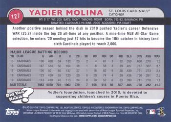 2020 Topps Big League - Orange #127 Yadier Molina Back
