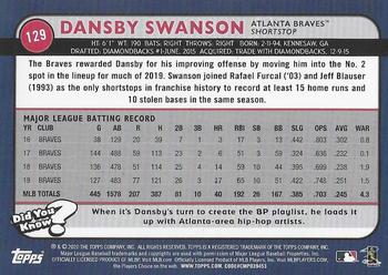 2020 Topps Big League - Orange #129 Dansby Swanson Back