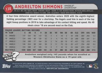 2020 Topps Big League - Orange #130 Andrelton Simmons Back