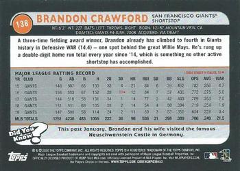 2020 Topps Big League - Orange #138 Brandon Crawford Back