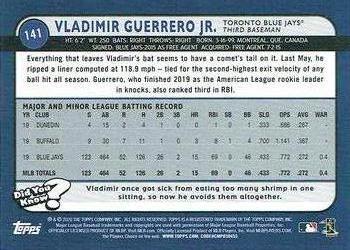 2020 Topps Big League - Orange #141 Vladimir Guerrero Jr. Back