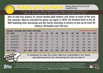 2020 Topps Big League - Orange #145 Marcus Semien Back