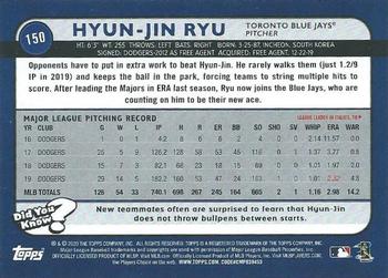2020 Topps Big League - Orange #150 Hyun-Jin Ryu Back