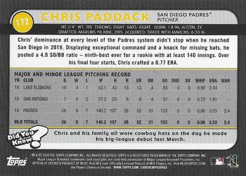 2020 Topps Big League - Orange #172 Chris Paddack Back