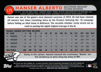 2020 Topps Big League - Orange #173 Hanser Alberto Back