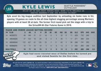 2020 Topps Big League - Orange #180 Kyle Lewis Back