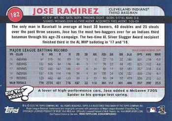 2020 Topps Big League - Orange #182 Jose Ramirez Back