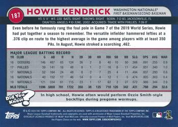 2020 Topps Big League - Orange #187 Howie Kendrick Back