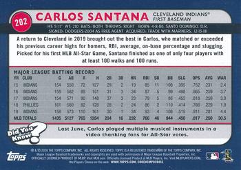 2020 Topps Big League - Orange #202 Carlos Santana Back