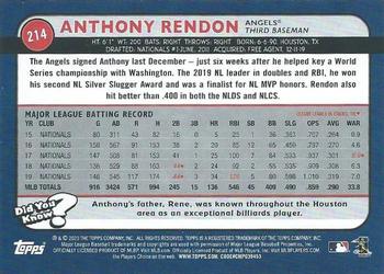 2020 Topps Big League - Orange #214 Anthony Rendon Back