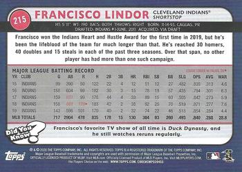 2020 Topps Big League - Orange #215 Francisco Lindor Back