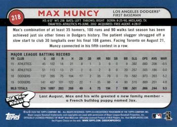 2020 Topps Big League - Orange #218 Max Muncy Back