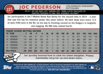 2020 Topps Big League - Orange #222 Joc Pederson Back