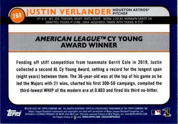 2020 Topps Big League - Orange #268 Justin Verlander Back