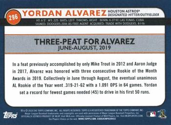 2020 Topps Big League - Orange #296 Yordan Alvarez Back