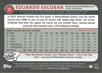 2020 Topps Big League - Black and White #22 Eduardo Escobar Back