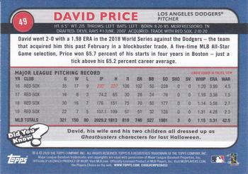 2020 Topps Big League - Black and White #49 David Price Back