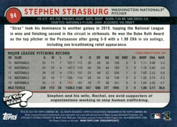 2020 Topps Big League - Black and White #94 Stephen Strasburg Back