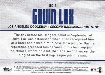 2020 Topps Big League - Roll Call Autographs #RC-GL Gavin Lux Back