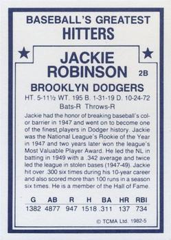 1982 TCMA Baseball's Greatest Hitters (White Back) #5 Jackie Robinson Back