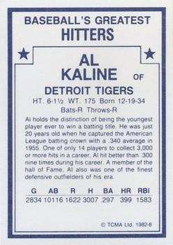 1982 TCMA Baseball's Greatest Hitters (White Back) #8 Al Kaline Back