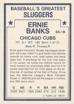 1982 TCMA Baseball's Greatest Sluggers (White Back) #8 Ernie Banks Back
