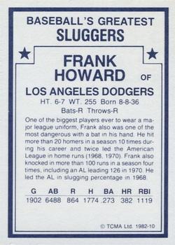 1982 TCMA Baseball's Greatest Sluggers (White Back) #10 Frank Howard Back