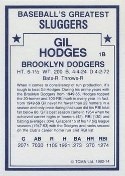 1982 TCMA Baseball's Greatest Sluggers (White Back) #14 Gil Hodges Back