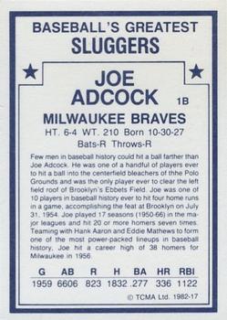 1982 TCMA Baseball's Greatest Sluggers (White Back) #17 Joe Adcock Back