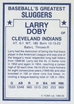 1982 TCMA Baseball's Greatest Sluggers (White Back) #36 Larry Doby Back