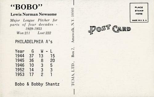 1973 TCMA Bobo Newsom Postcards #NNO Bobo Newsom / Bobby Shantz Back