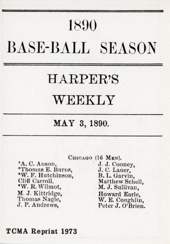 1973 TCMA 1890 Harper's Weekly Base-Ball Season of 1890 #NNO Cap Anson Back