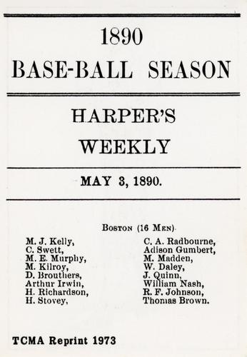 1973 TCMA 1890 Harper's Weekly Base-Ball Season of 1890 #NNO Dan Brouthers Back