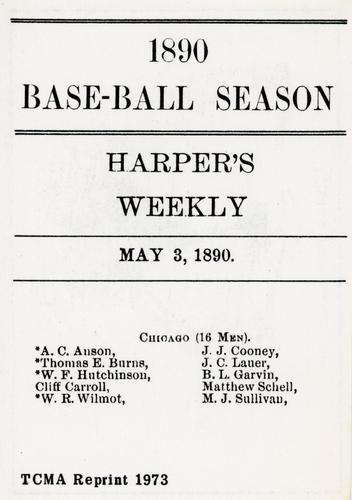 1973 TCMA 1890 Harper's Weekly Base-Ball Season of 1890 #NNO Tom Burns Back