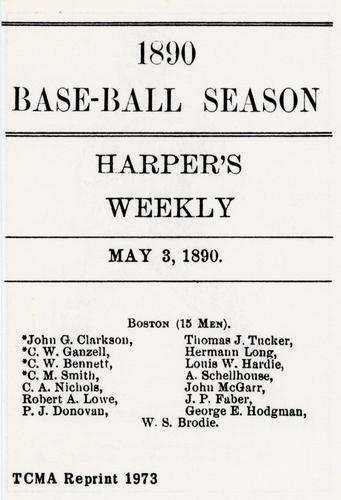 1973 TCMA 1890 Harper's Weekly Base-Ball Season of 1890 #NNO John Clarkson Back