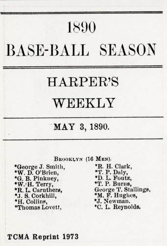 1973 TCMA 1890 Harper's Weekly Base-Ball Season of 1890 #NNO Dave Foutz Back