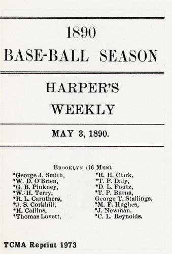 1973 TCMA 1890 Harper's Weekly Base-Ball Season of 1890 #NNO Darby O'Brien Back