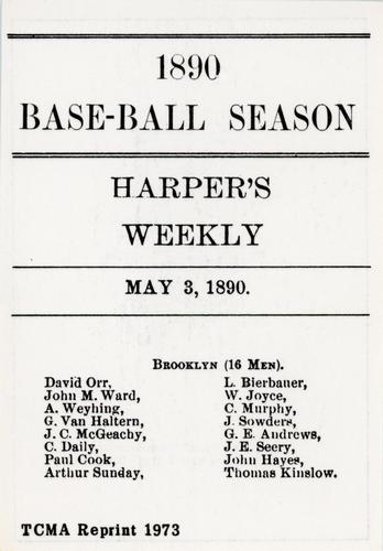 1973 TCMA 1890 Harper's Weekly Base-Ball Season of 1890 #NNO John Ward Back