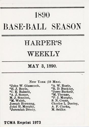1973 TCMA 1890 Harper's Weekly Base-Ball Season of 1890 #NNO Mickey Welch Back