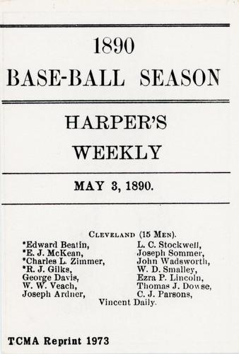 1973 TCMA 1890 Harper's Weekly Base-Ball Season of 1890 #NNO Charles Zimmer Back