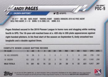 2020 Topps Pro Debut - Chrome #PDC-9 Andy Pages Back