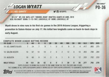 2020 Topps Pro Debut - Autographs #PD-36 Logan Wyatt Back