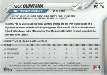 2020 Topps Pro Debut - Autographs #PD-74 Nick Quintana Back